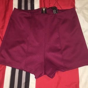 Purple velvet shorts